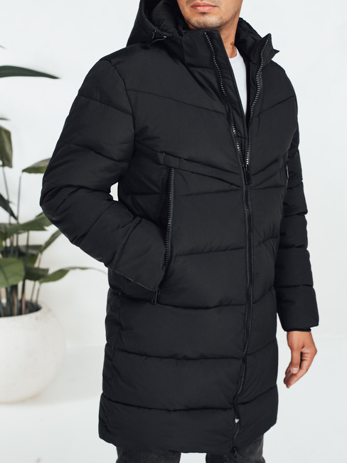 Herren Winterjacke mit Kapuze schwarz gesteppt TX5070