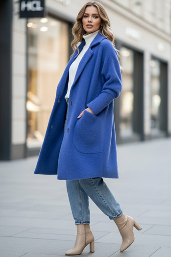 Damen Mantel Alpaka Imitat RITA II Blau Dstreet NY0627