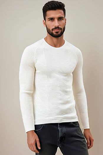 Pullover für Männer in Ecru WX2301
