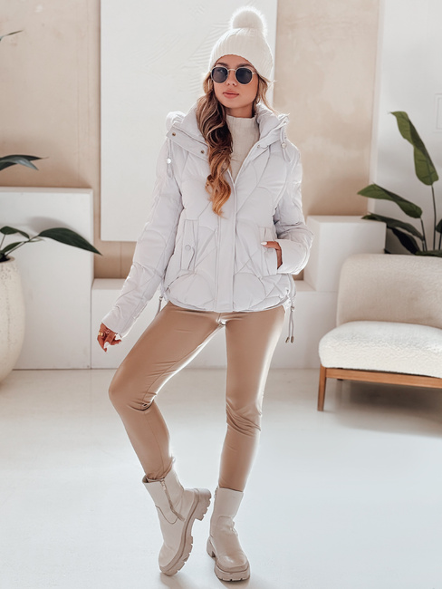 Damen Winterjacke LOVEWARM kurz gesteppt mit Kapuze weiß Dstreet TY5042
