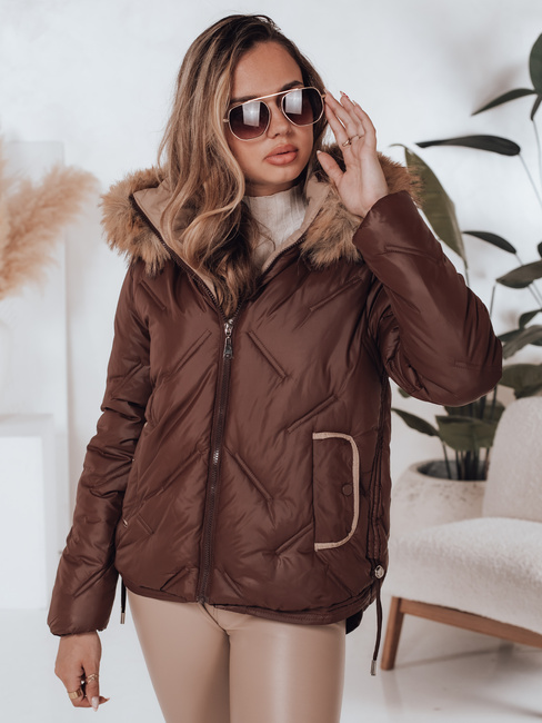 Damen Winterjacke COLDLIKE gesteppt mit Kapuze braun Dstreet TY5003