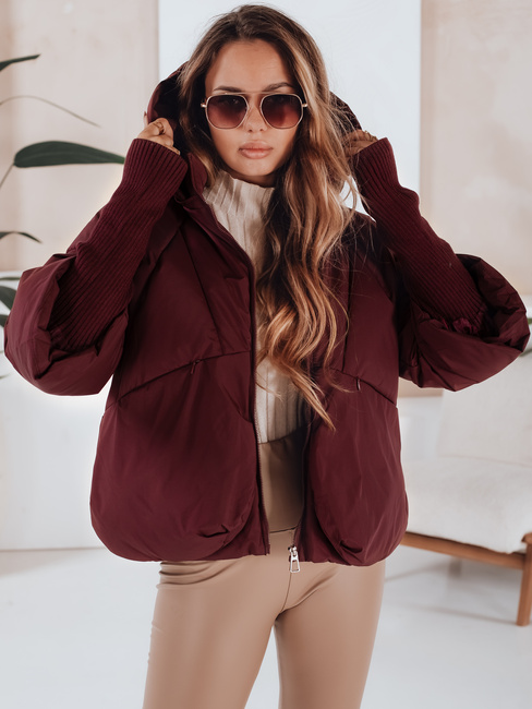 MISSLAYER Damen Winterjacke mit Kapuze burgunderrot Dstreet TY5037