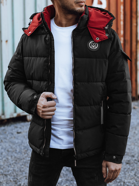 Herren Steppwinterjacke mit Kapuze schwarz Dstreet TX4930