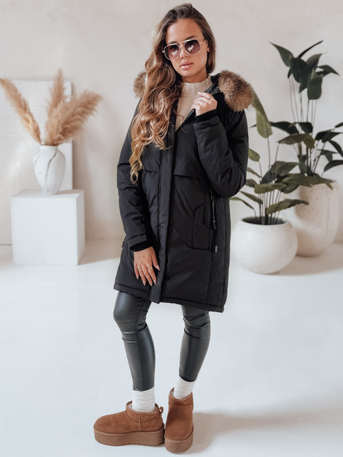 Damen Winter Parka Jacke mit Kapuze schwarz Dstreet TY5080