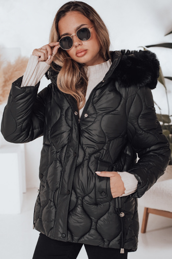 Damen Winterjacke LUMORE gesteppt mit Kapuze schwarz Dstreet TY5016