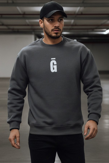 Bedrucktes graphitfarbenes Herren-Sweatshirt Dstreet BX5921