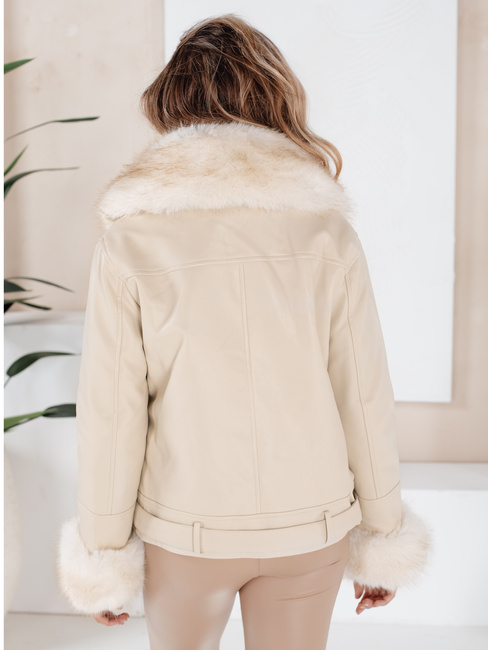 Damen Ramones Jacke mit Fell beige Dstreet TY5123
