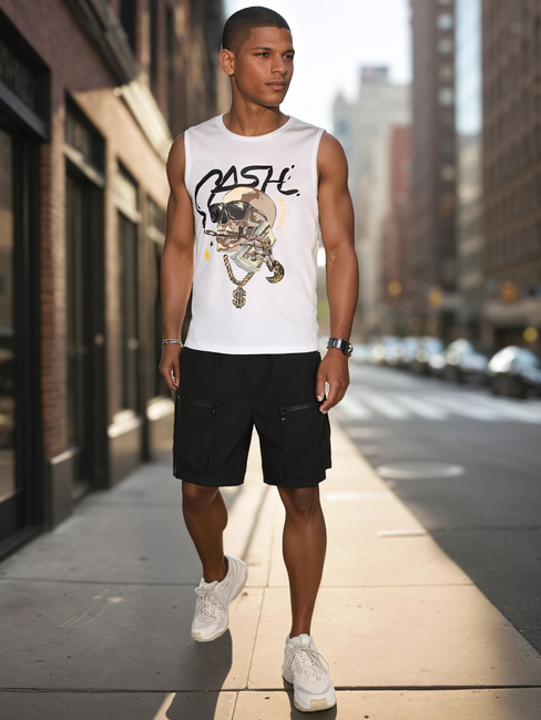 Ärmelloses Herrenhemd weiß Dstreet RX5654