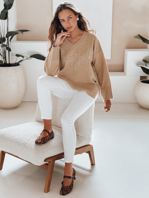 amski Pullover mit V-Ausschnitt VERALIA camel Dstreet MY2518