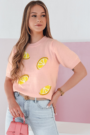 Oversize-Pullover für Damen mit Zitronen Zitronenrosa Dstreet MY2479