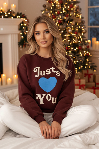 Bedrucktes Damen-Sweatshirt in Übergröße FEELME burgundy Dstreet BY1474z