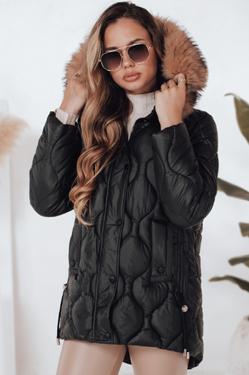 Damen Winterjacke LUMORE gesteppt mit Kapuze schwarz Dstreet TY5015