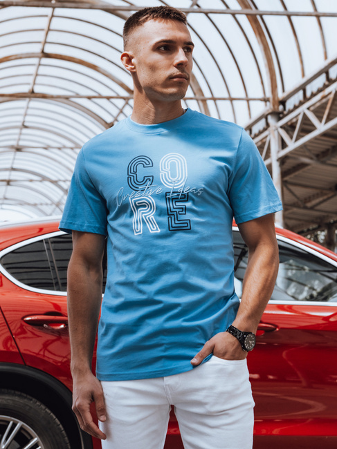 Bedrucktes blaues Herren-T-Shirt Dstreet RX5384