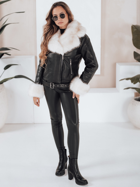 Damen Ramones Jacke mit Pelz schwarz Dstreet TY5122