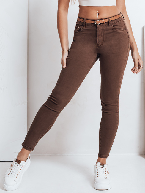 Damen Skinny Hose mit Gürtel VIVASKIN braun Dstreet UY2742
