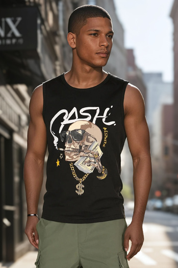 Männer ärmelloses T-Shirt schwarz Dstreet RX5653