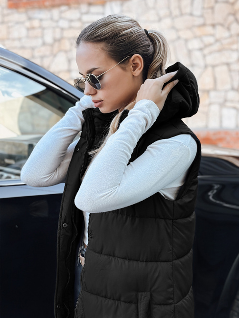 Kamizelka damska długa pikowana czarna Dstreet TY5267