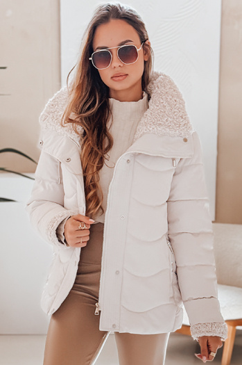 Damen WARMMISS gesteppte Winterjacke mit Kapuze weiß Dstreet TY4922