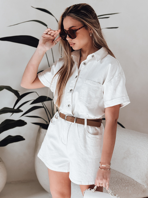 DINOZIA weiß Denim kurzen Overall Dstreet EY2589