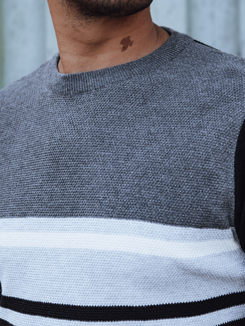 Grauer und schwarzer Herren-Pullover Dstreet WX2206
