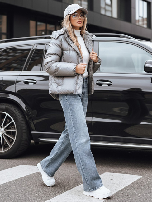 Damen Lederjacke für den Übergang dunkelgrau Dstreet TY5191