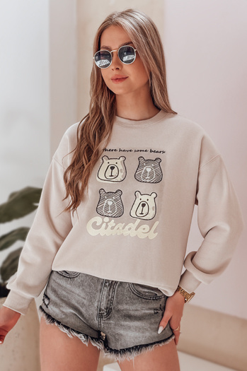 Damen Sweatshirt in Übergröße mit Teddybären MISOBEARS beige Dstreet BY1438