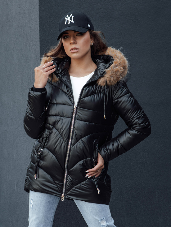 Damen Winterjacke mit Kapuze WINTERCHIC schwarz Dstreet TY4455