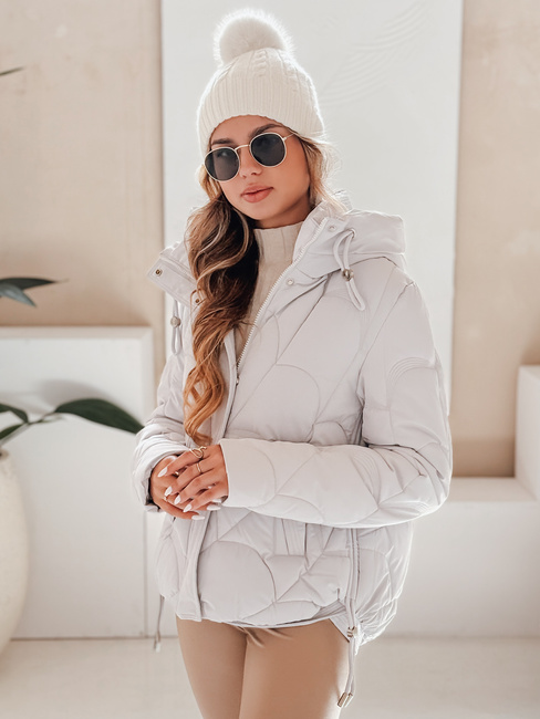 Damen Winterjacke LOVEWARM kurz gesteppt mit Kapuze weiß Dstreet TY5042