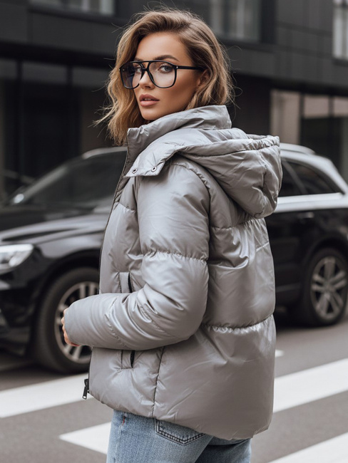 Damen Lederjacke für den Übergang dunkelgrau Dstreet TY5191