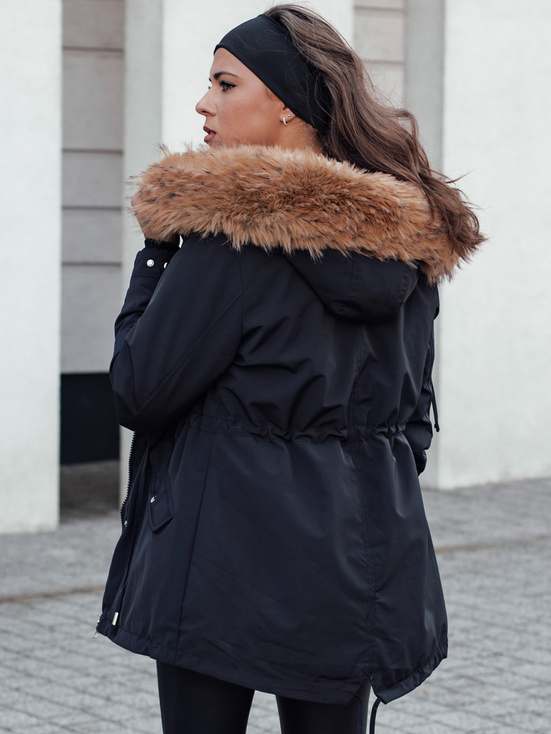 Damen Winterjacke CHICOK isoliert mit Fell schwarz Dstreet TY4611