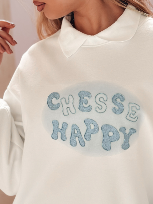 Damen Sweatshirt in Übergröße bedruckt HAPIRES weiß Dstreet BY1484