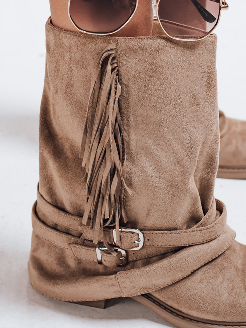 Damen Wildleder Stiefel mit Fransen beige Dstreet ZY1144