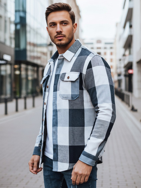 Blau kariertes Flanellhemd für Männer Dstreet DX2676