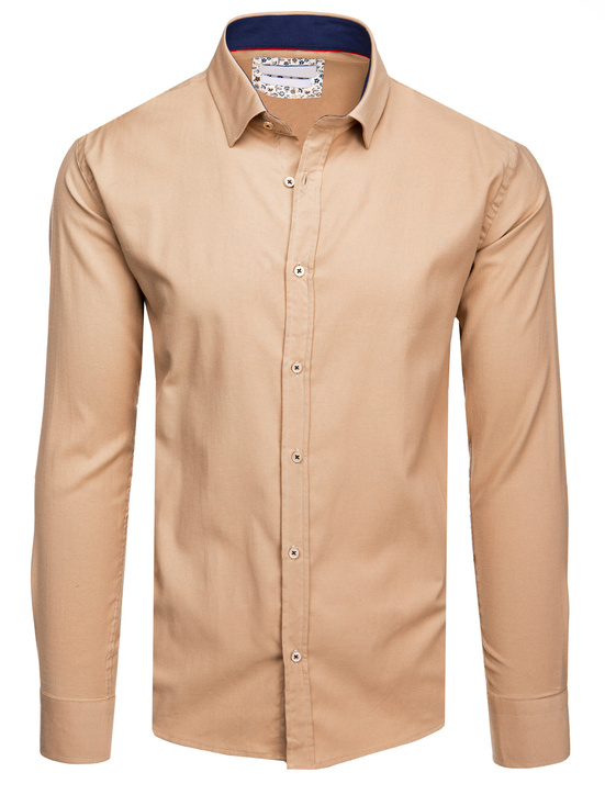 Herren Langarmhemd beige Dstreet DX2602