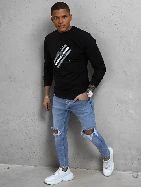 Herren Sweatshirt mit Aufdruck Schwarz Dstreet BX5364