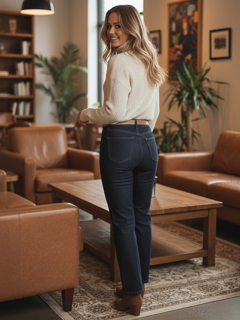 Damen Jeanshose mit geradem Bein CLASSIFIT navy blau Dstreet UY2665