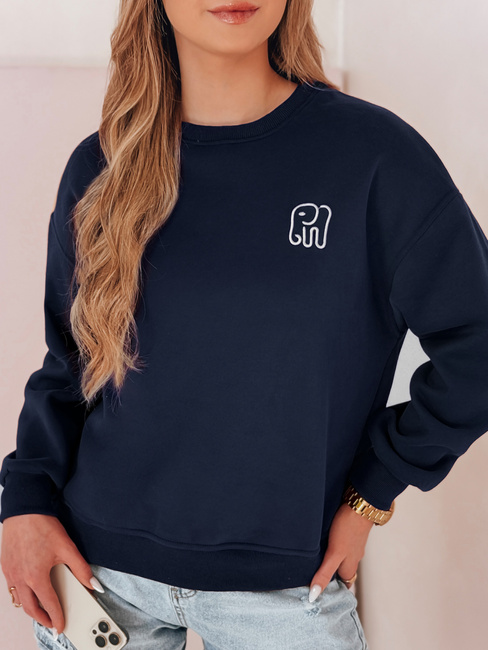 Damen Sweatshirt in Übergröße mit Stickerei SOFTSLON navy blau Dstreet BY1431