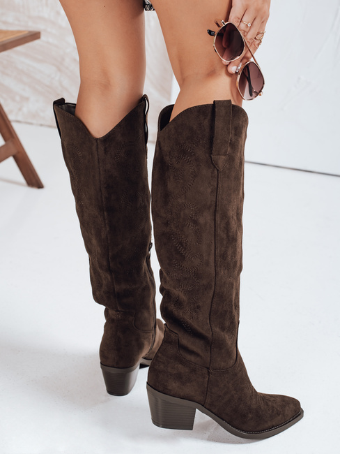 Damen Wildleder Cowboystiefel braun Dstreet ZY1106