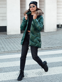 CLASSIQ Damen Winter Steppjacke mit Kapuze dunkelgrün Dstreet TY4626_2