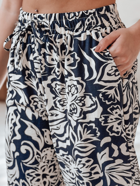 Damen Stoffhose mit weitem Bein TROPICAL SUN navy blau Dstreet UY2632