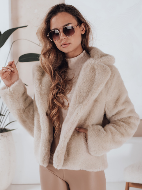 Damen Pelzmantel GLAMFLUFFY kurz beige Dstreet TY4984