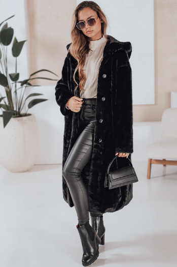 Damen Pelzmantel HELLOCHIC lang schwarz Dstreet TY4986