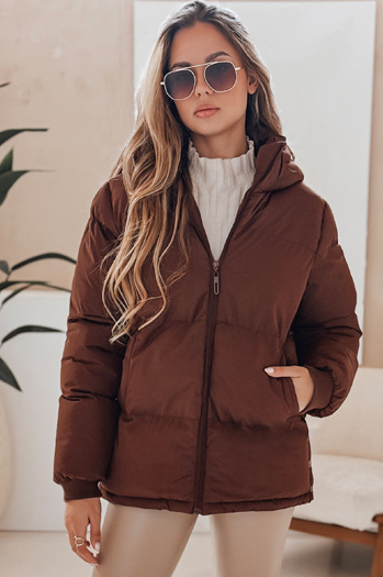 MISSFROST Damen Steppjacke mit Kapuze braun Dstreet TY4959
