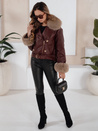 Damen Winter Lederjacke mit Pelz burgundy Dstreet TY5208