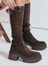 Damenstiefel aus Wildleder mit dicker Sohle braun Dstreet ZY1110