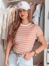 Damen Basic gestreiftes T-Shirt LINESS rosa Dstreet RY2809