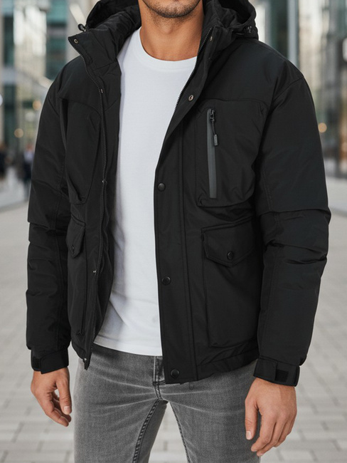 Herren Winterjacke mit Kapuze schwarz Dstreet TX5110
