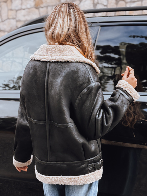 Damen Ramones Jacke mit Schafsfell schwarz Dstreet TY5247