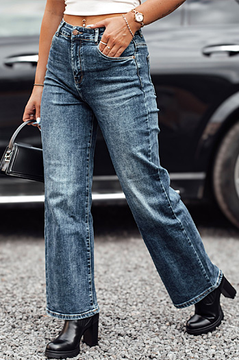 Damen Denim-Hose WESTCODE weit, hoch, blau Dstreet UY2212