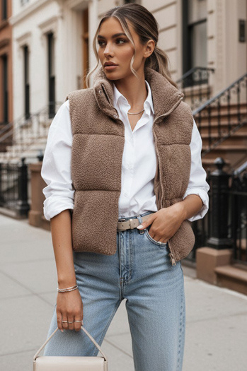 Damen Steppweste BEEWARM  Farbe Camel DSTREET TY3800